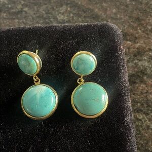 Gold and Turquoise Drop Earrings